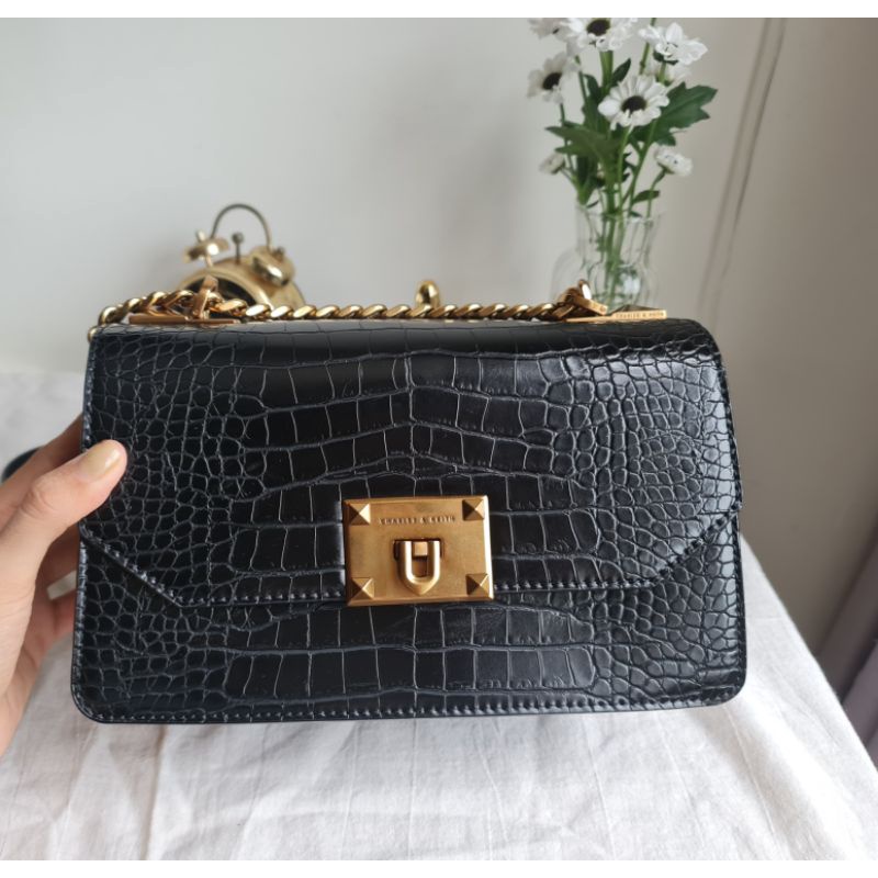 Túi hộp da croc CnK