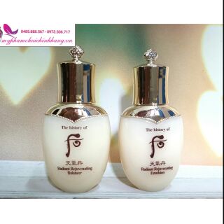 50ml cặp nước hoa hồng - sữa dưỡng tái sinh da Whoo cao cấp chống lão hóa, dưỡng trắng da - ohui công ty chính hãng
