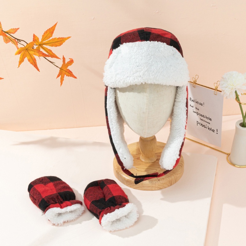Bộ Găng Tay + Mũ + Găng Tay Bằng Cotton Mềm Giữ Ấm Mùa Đông Cho Bé