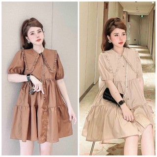 Đầm váy freesize babydoll cổ bèo 2 màu