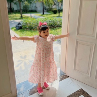 Mya - váy đầm hồng hoa nhí chất cotton cho bé