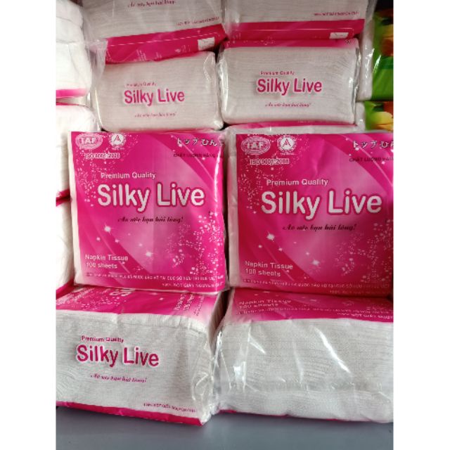 GIẤY ĂN VUÔNG THÁI LAN - SILKYLIVE - MỀM_MỊN_KHÔNG KÍCH ỨNG DA / 100 TỜ 15x15