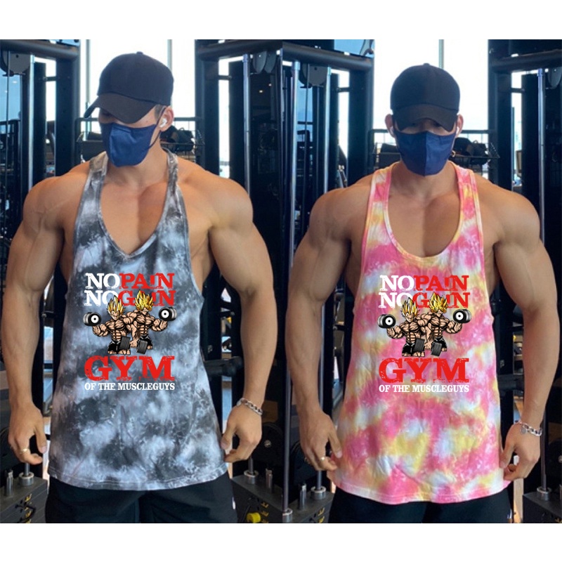 Áo Thun Ba Lỗ Họa Tiết Rằn Ri Phối Lưới Thoáng Khí Cho Nam Tập Thể Thao