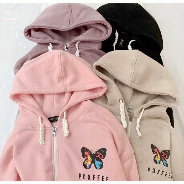 Áo khoác nam nữ nỉ ngoại dây kéo con bướm xinh