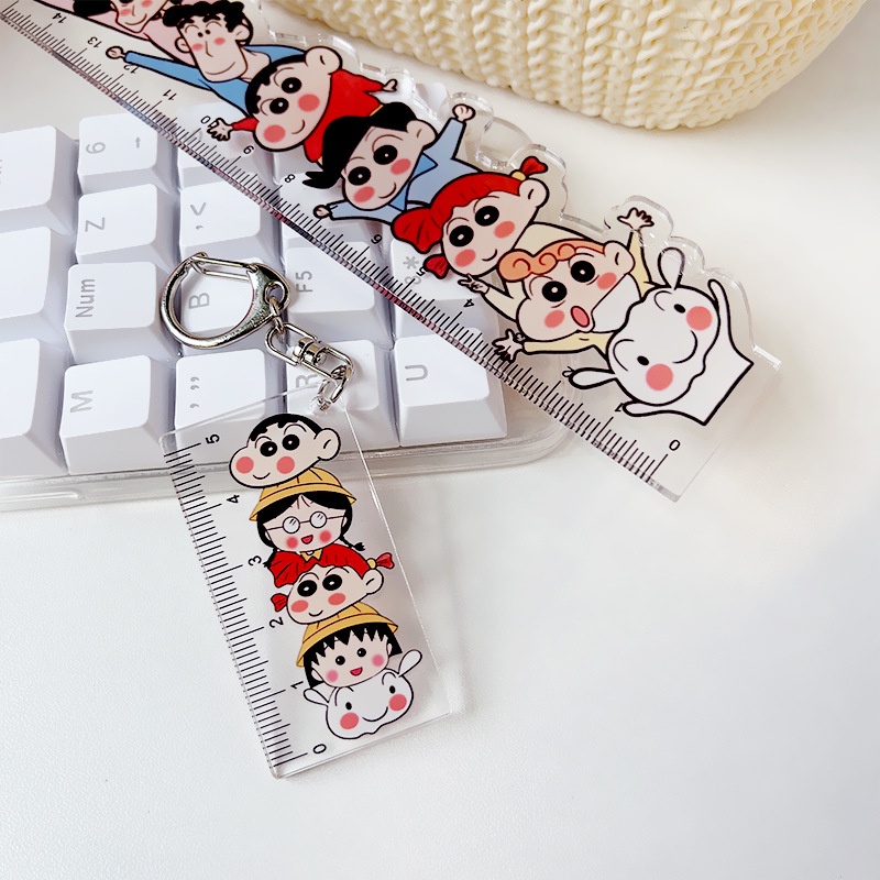 Thước Vẽ Hình Shin-Chan Bằng Acrylic Trong Suốt Kèm Móc Khóa Tiện Dụng