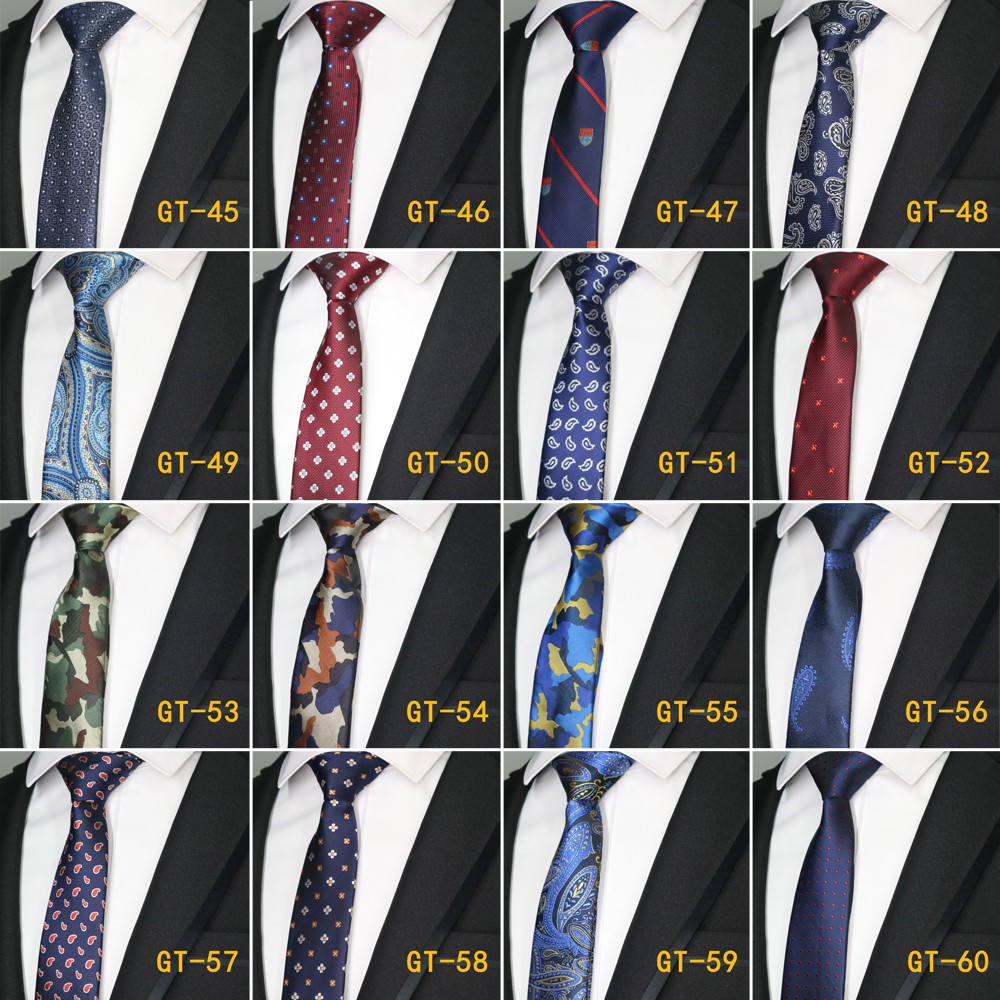 Cà Vạt Lụa 6CM Màu Đen / Xanh Thời Trang Cho Nam