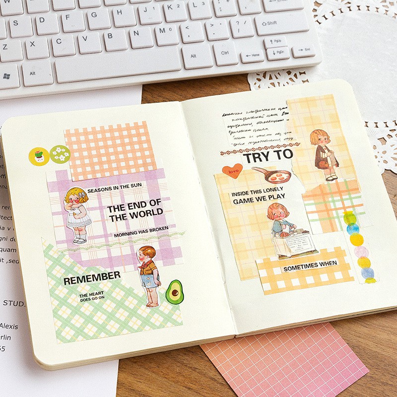 Tập 400 tờ giấy Note ghi chú hình Caro - Giấy trang trí Bullet journal, album, thiệp