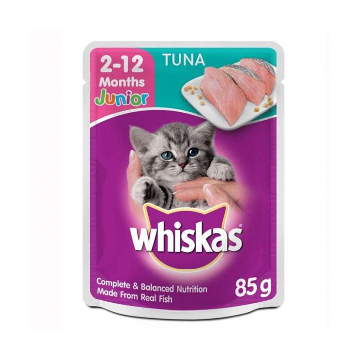 Hộp 24 Gói Pate Whiskas Cho Mèo Con Vị Cá Ngừ 85g Giá Rẻ