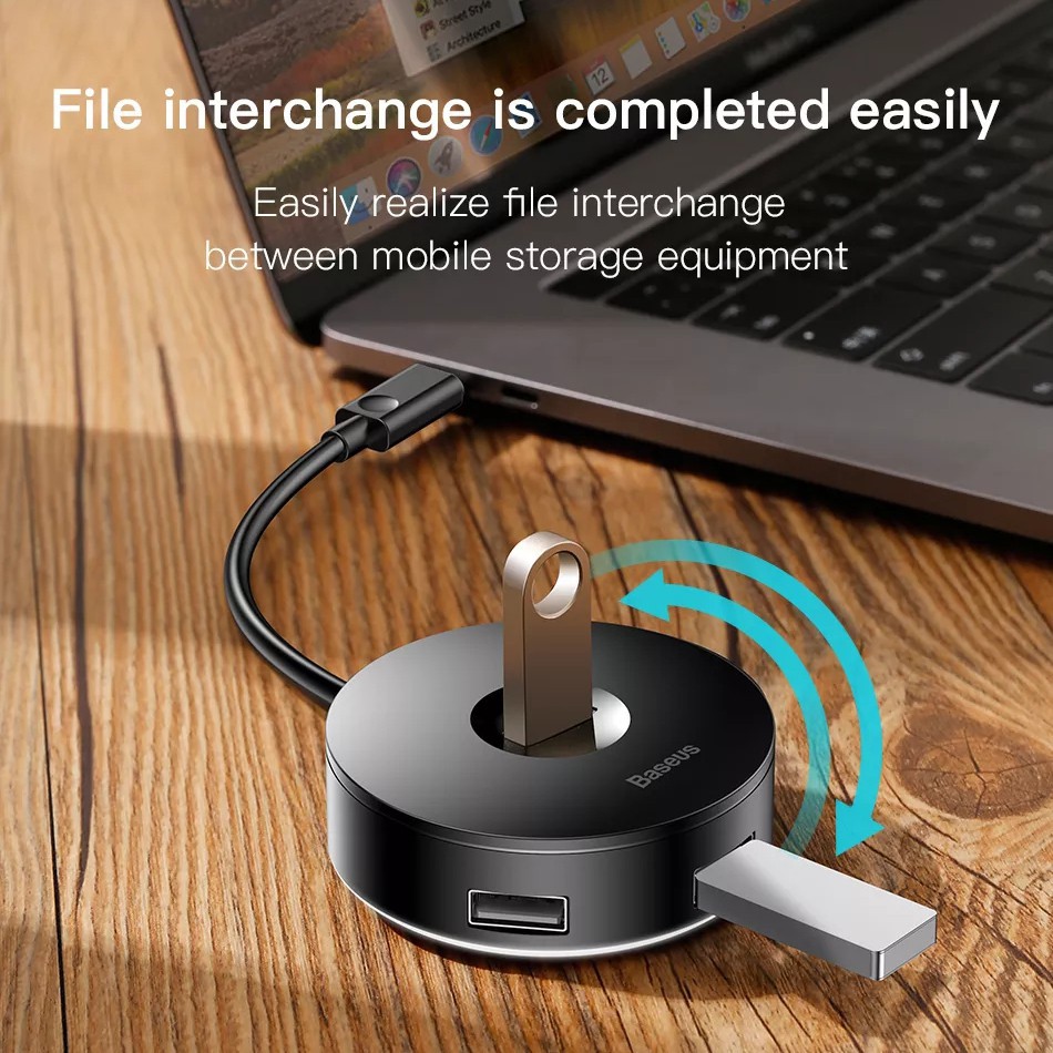 ▽▫HUB Chuyển Đổi Xiaomi Baseus Từ USB 3.0 / Type C Sang USB3.0 + 3 USB2.0 Cho Macbook Pro/Ổ Cứng Máy Tính