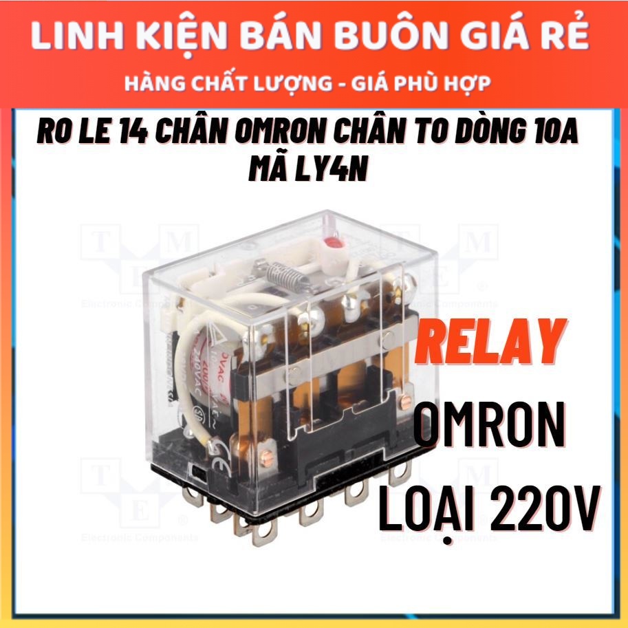 Relay omron 220V 14 chân 10A, Rơ le trung gian, relay 220V10A 14 chân  (Chân To)