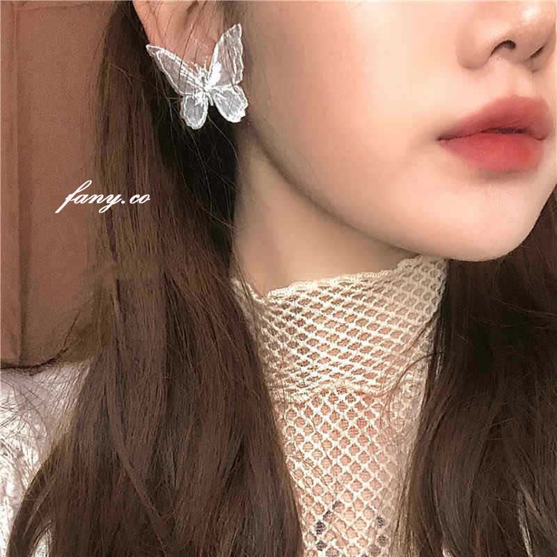 ☆Kẹp tóc hình bướm trắng ren thêu thủ công ☆