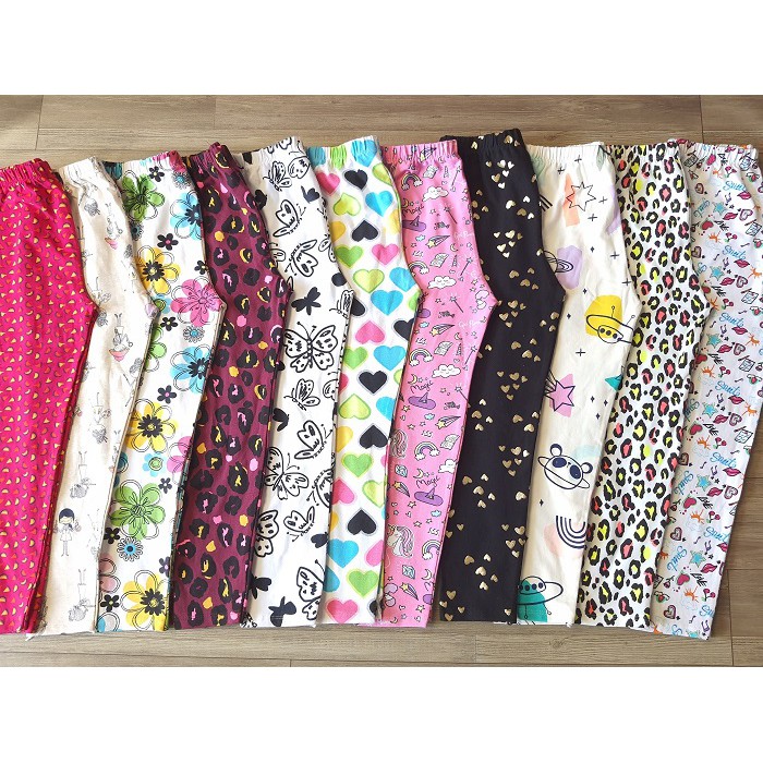 [VẢI XUẤT XỊN] SET 5 QUẦN LEGGING THUN COTTON 4 CHIỀU CHO BÉ GÁI 10-41KG