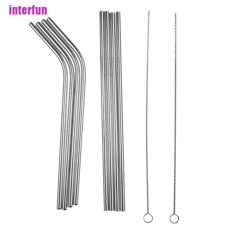 Bộ 4 Dụng Cụ Uống Nước Bằng Thép Không Gỉ Kèm 1 Dụng Cụ Vệ Sinh