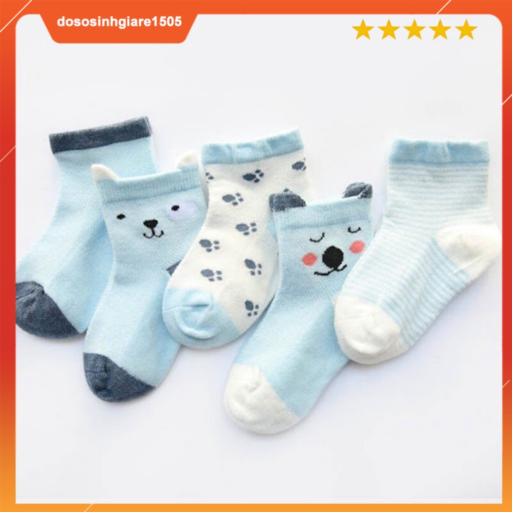 Set 5 đôi Vớ Cotton lưới thoáng mát cho bé từ 6 tháng đến 2 tuổi/ Tất em bé