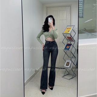 Quần skinny loe xám dài 105cm