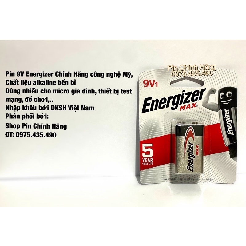 Pin 9V Energizer Max Alkaline 522BP1 Chính Hãng Vỉ 1 Viên