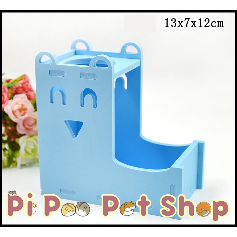 Đồ chơi gỗ cho hamster - Đế bình kết hợp chén ăn nhà ngủ 3in1