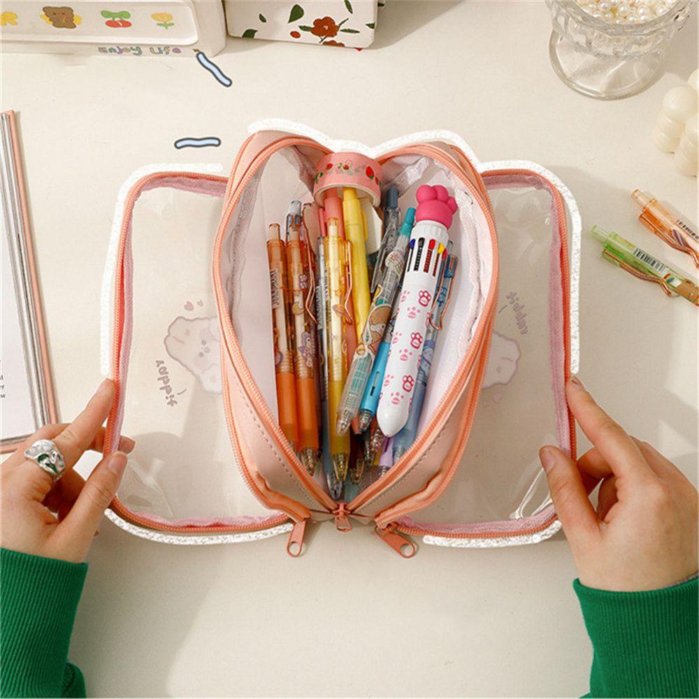 Túi Đựng Bút Bằng PVC Sức Chứa Lớn Họa Tiết Hoạt Hình Dễ Thương Cho Học Sinh