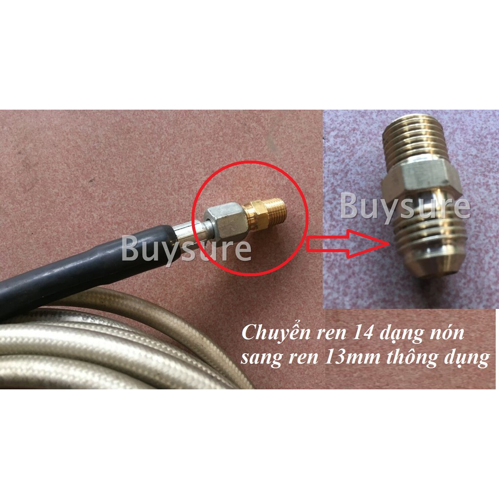 Nối chuyển ren ngoài 14 côn sang ren ngoài 13 thường