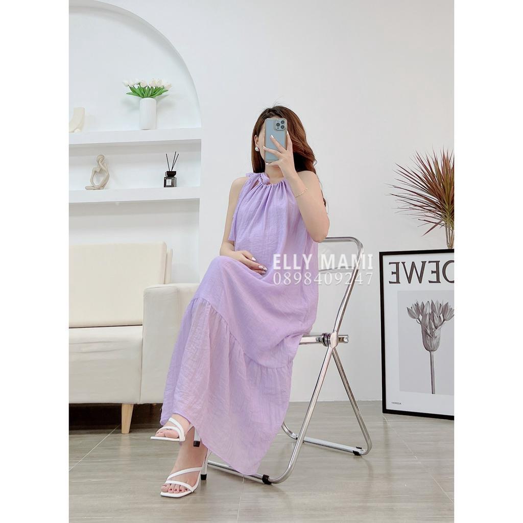 ( 40kg - 75kg ) Đầm Bầu , Suông Voan Cổ Yếm Nơ Điệu Form Dễ Mặc Thoải Mái Suốt Thai Kì &amp; Sau Sinh Thiết Kế Cao Cấp