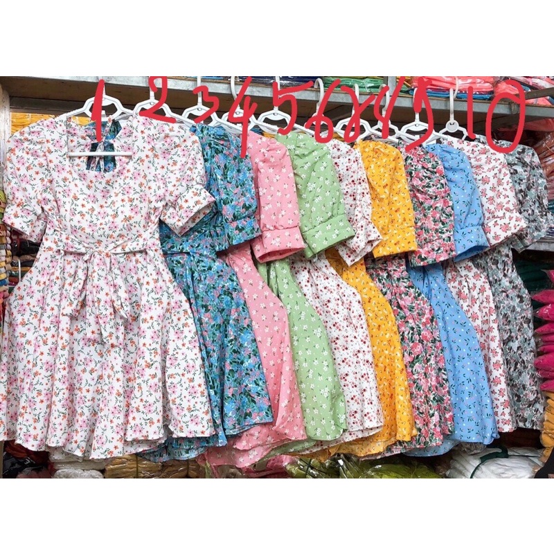 Jump hoa nhí tay phồng cổ vuông siêu xinh -hình thật.