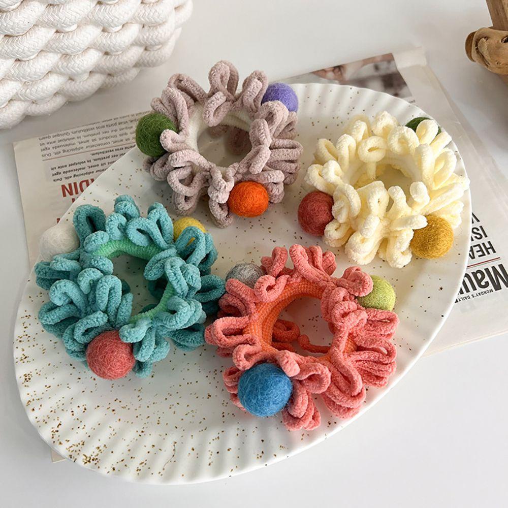 Dây Cột Tóc Đính Bóng Lông Dễ Thương Phong Cách Hàn Quốc Cho Nữ