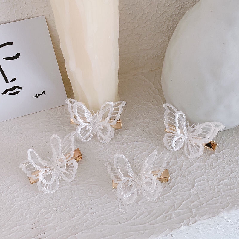 Pearl Embroidery Butterfly Hairclips