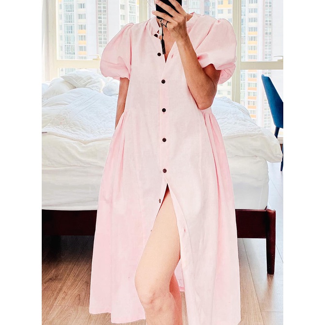 Rập Giấy 30099 - Đầm nhún eo, tay phồng lồng đèn