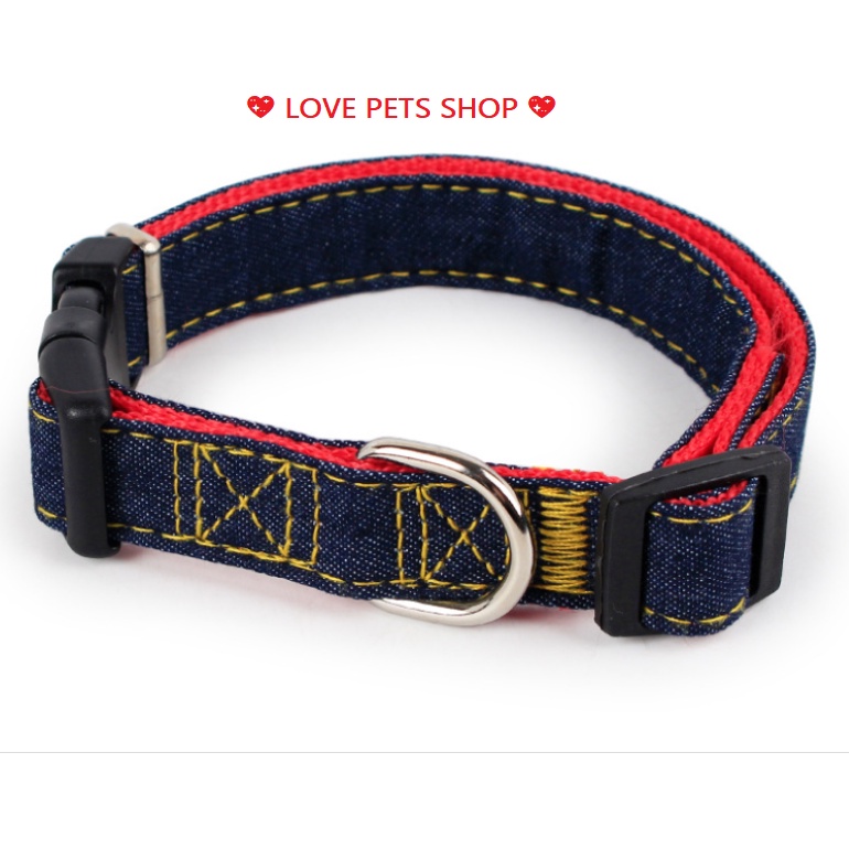 VÒNG CỔ CHO CHÓ MÈO BẰNG VẢI JEAN 2 LỚP &quot;MẪU MỚI&quot; - LOVE PETS SHOP