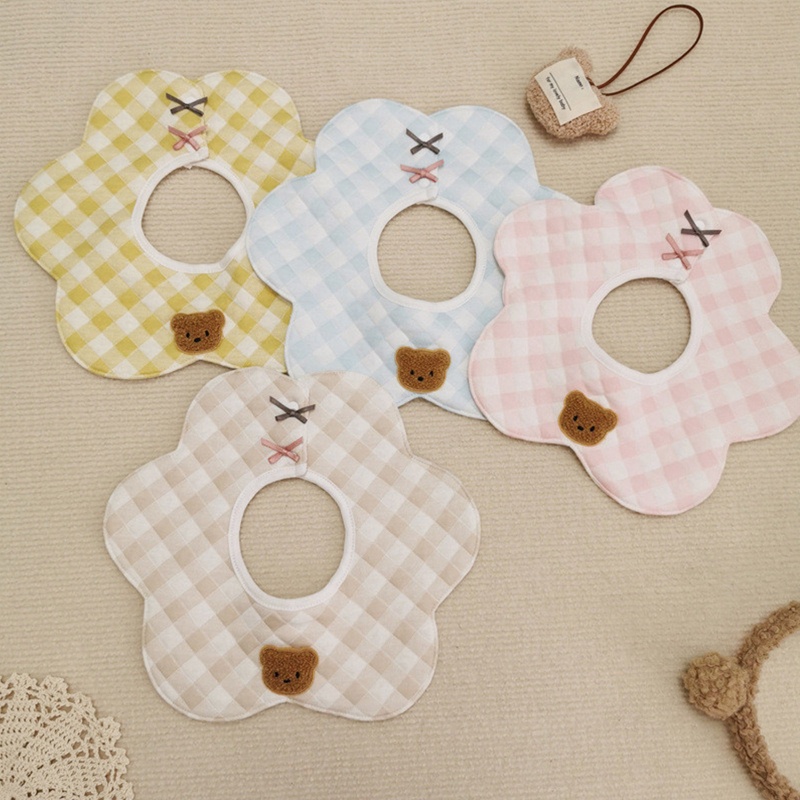 Yếm Ăn Cotton Mềm Mại Xoay 360 Độ In Họa Tiết Hoa Hoạt Hình Xinh Xắn Dành Cho Bé