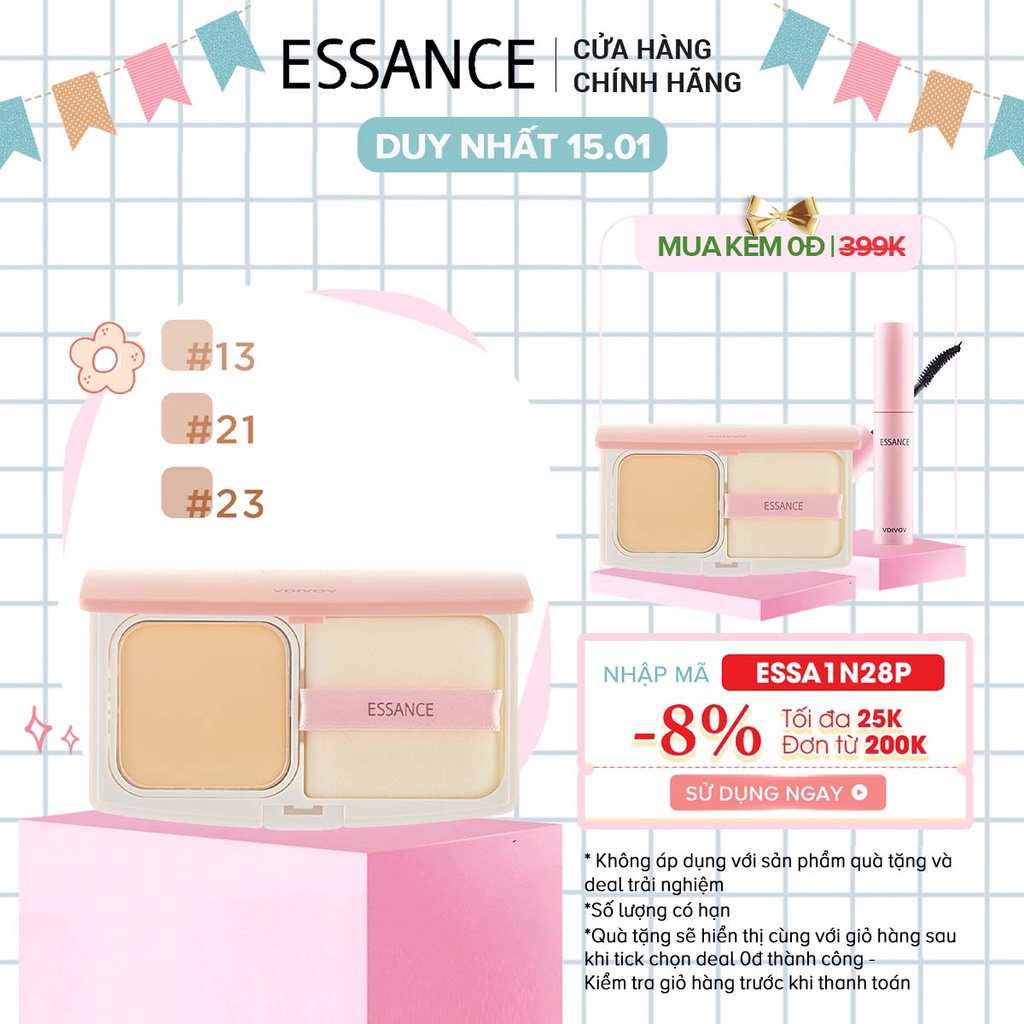 [Mã COSLG5 giảm 10%]Phấn nền dưỡng trắng siêu mịn Essance White Fit Two Way Cake SPF40/PA++ 7g