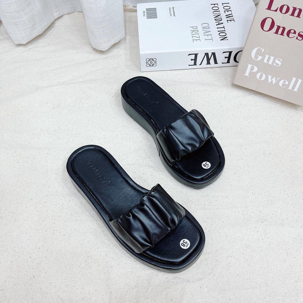 Dép nữ quai ngang nhún siêu xinh đế cao