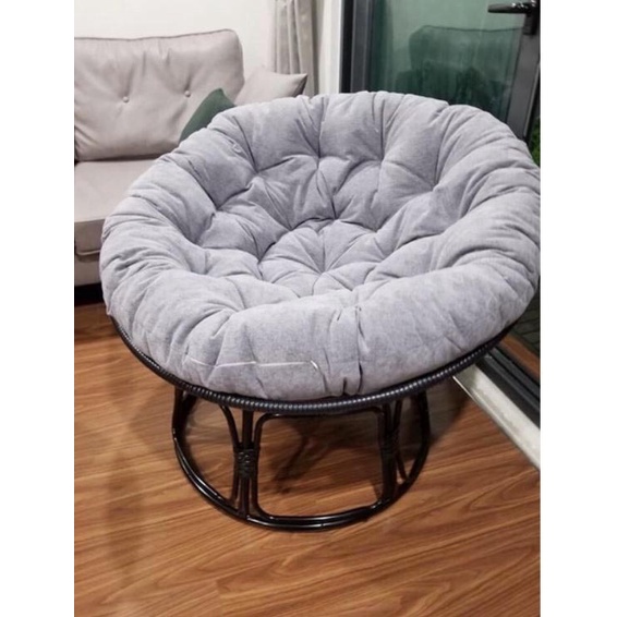 Ghế Thư Giãn Papasann Ghế Mây khung thép bọc nhựa dãn đọc sách decor nhà kèm nệm cao cấp khung sắt- bảo hành 5 năm-HÀNG