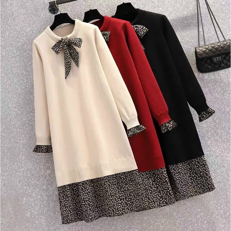 Váy đầm bầu len thu đông dài tay hàng thiết kế cao cấp công sở VBlen023