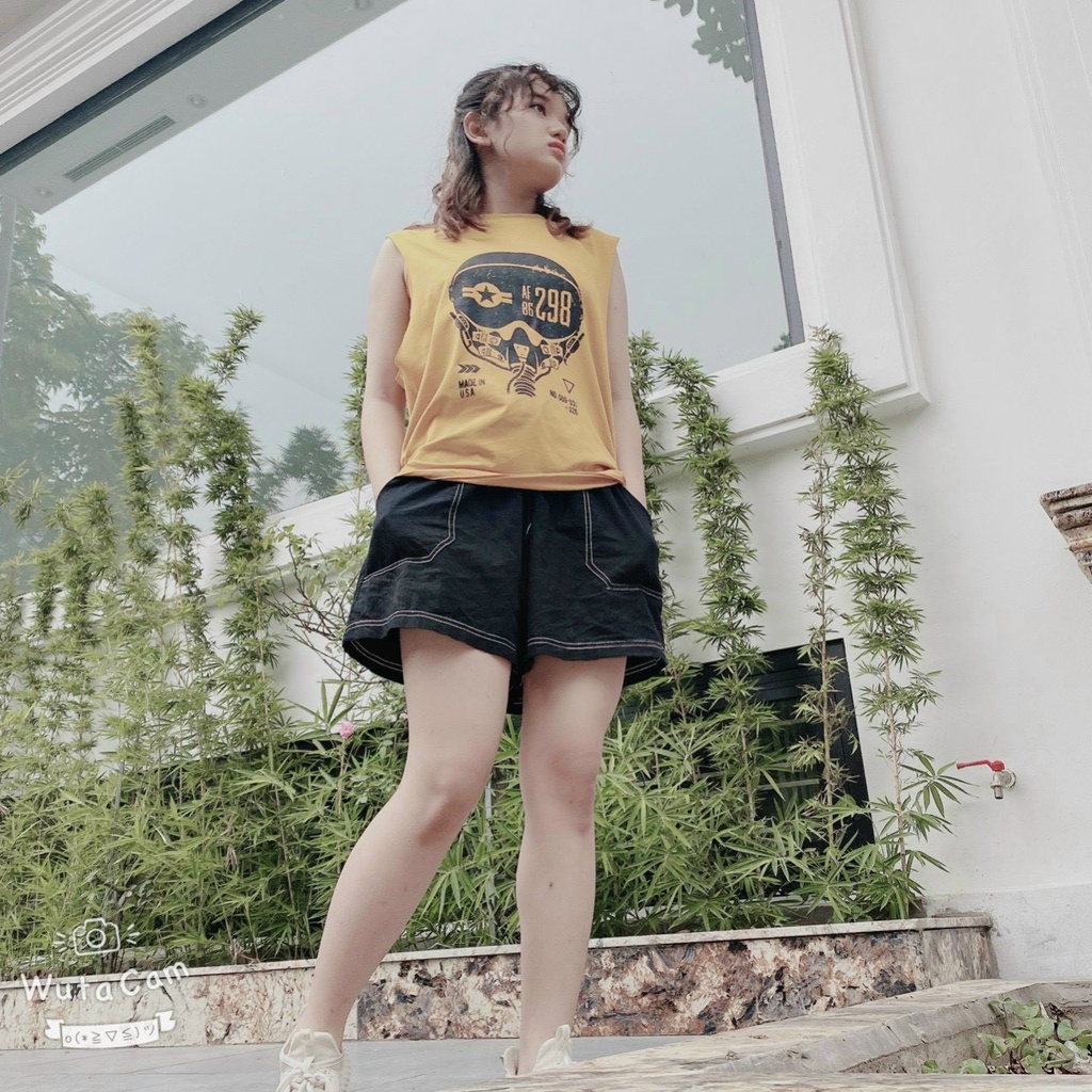Áo nữ sát nách chất liệu cotton zip MQ Boutique, áo nữ không tay dáng rộng