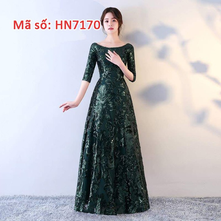 HN7170 ĐẦM MAXI CƯỚI DẠ HỘI ĐÍNH KIM XA TAY LỠ SANG TRỌNG CÓ SIZE LỚN - HÀNG NHẬP KHẨU