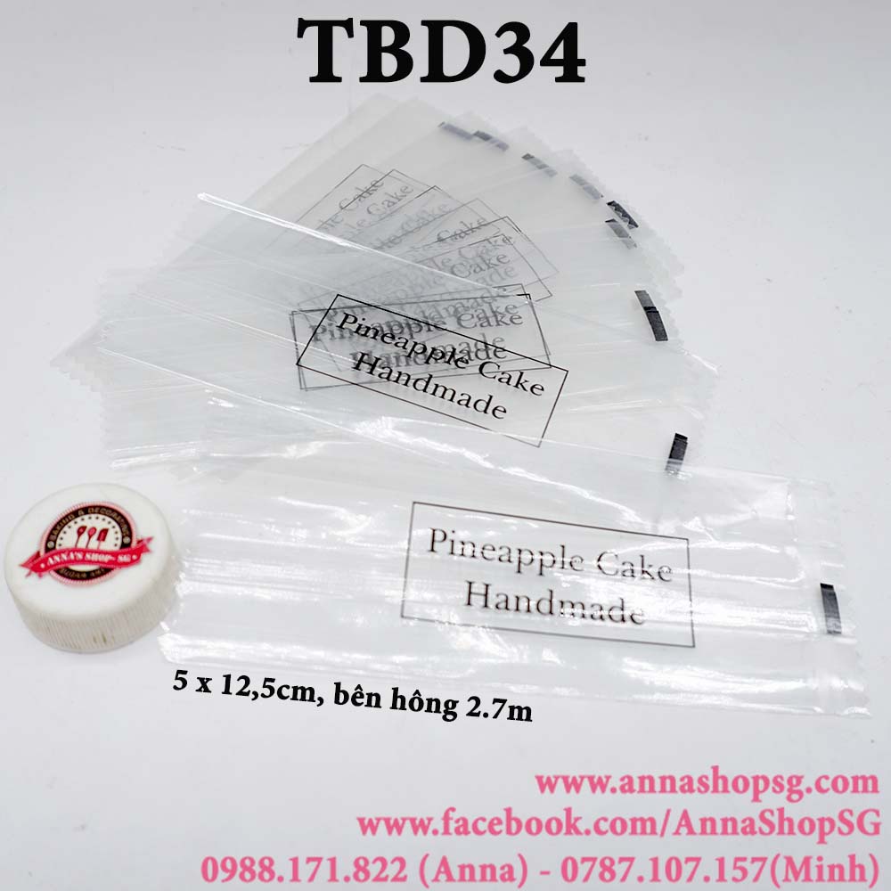 TBD34 TÚI BÁNH DỨA TRONG CÓ CHỮ PHẦN GIỮA (100C)