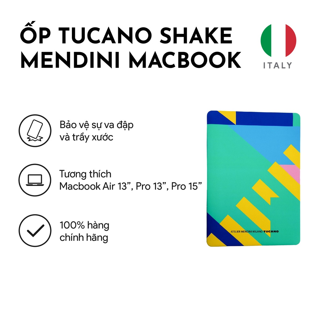 Ốp Tucano Shake Mendini Macbook cao cấp kiểu dáng phá cách, cách điệu độc đáo 13 inch và 15 inch