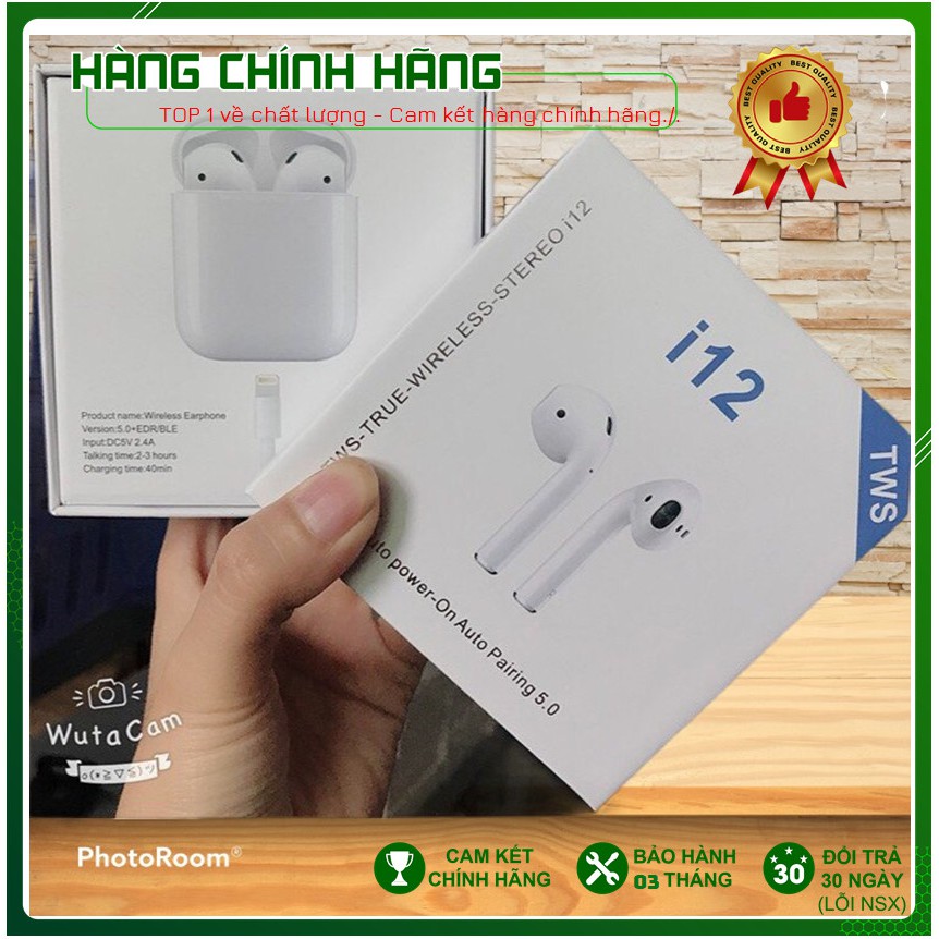 [Giá Hủy Diệt - Bảo hành 1 đổi 1] Tai Nghe i12 TWS Bluetooth 5.0 | Cảm ứng chạm | Mở nắp kết nối cho IOS & Android