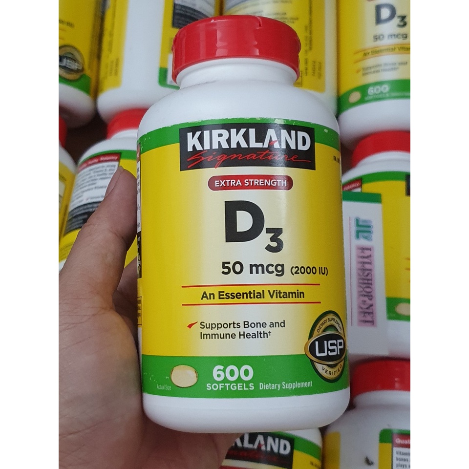 thanh lý date 8/24 - Vitamin D3 2000 IU Kirkland 600 viên từ mỹ ( Hàng nội địa Mỹ đủ bill) hấp thụ canxi
