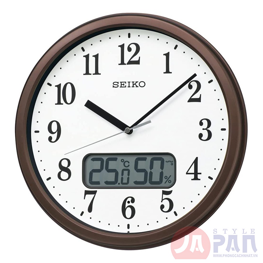Đồng hồ treo tường Seiko KX244B nội địa Nhật | Hiển thị nhiệt độ, độ ẩm