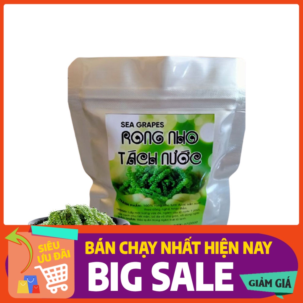 Rong nho tươi Khánh Hòa, giá rong biển gói 100g nở ra 450g, rong nho tươi kèm sốt mè rang tốt cho tim mạch