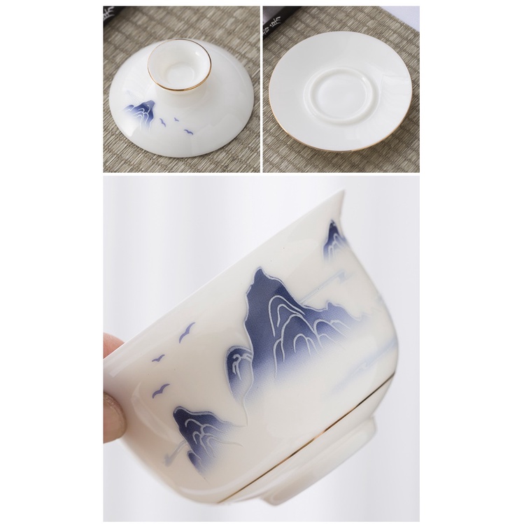 Chén Khải sứ trắng Bạch Định thấu quang 160 ml