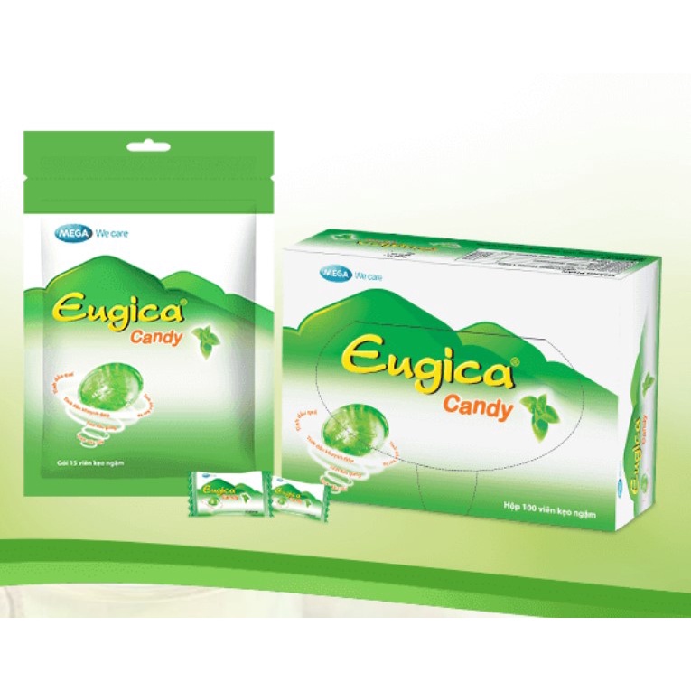 Viên ngậm EUGICA CANDY 100 viên  BIBICA- Giảm ho, đau rát họng, khan tiếng