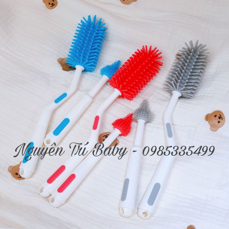 Cọ bình sữa silicon MISUTA tay cầm xoay 360 độ
