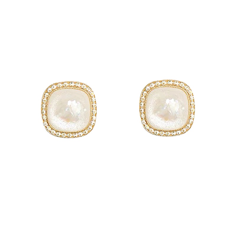 Bông Tai Hình Vỏ Sò Đính Đá Phong Cách Vintage Hàn Quốc