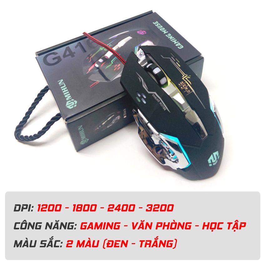 Chuột gaming, chuột máy tính có dây MIHUN G416 Macro LED đổi màu 3200 DPI dành cho game thủ văn phòng