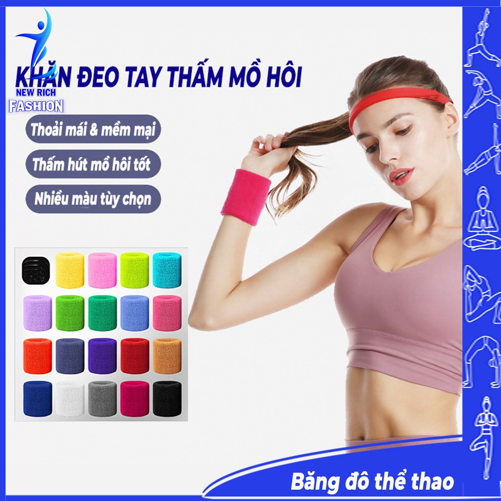 Băng đeo cổ tay thể thao thấm hút mồ hôi chất liệu cotton mềm mịn thoáng khí thấm hút mồ hôi tốt