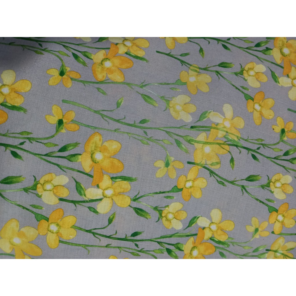 Vải linen hoa Hàn Quốc may đầm, áo dài, đồ bộ (49k/m)