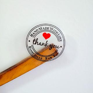 100 Cái / gói Kawaii Vintage Trong Suốt "Cảm Ơn" Miếng Dán Kraft Tròn Cho Sản Phẩm Handmade "Handmade Với Tình Yêu" Nhãn